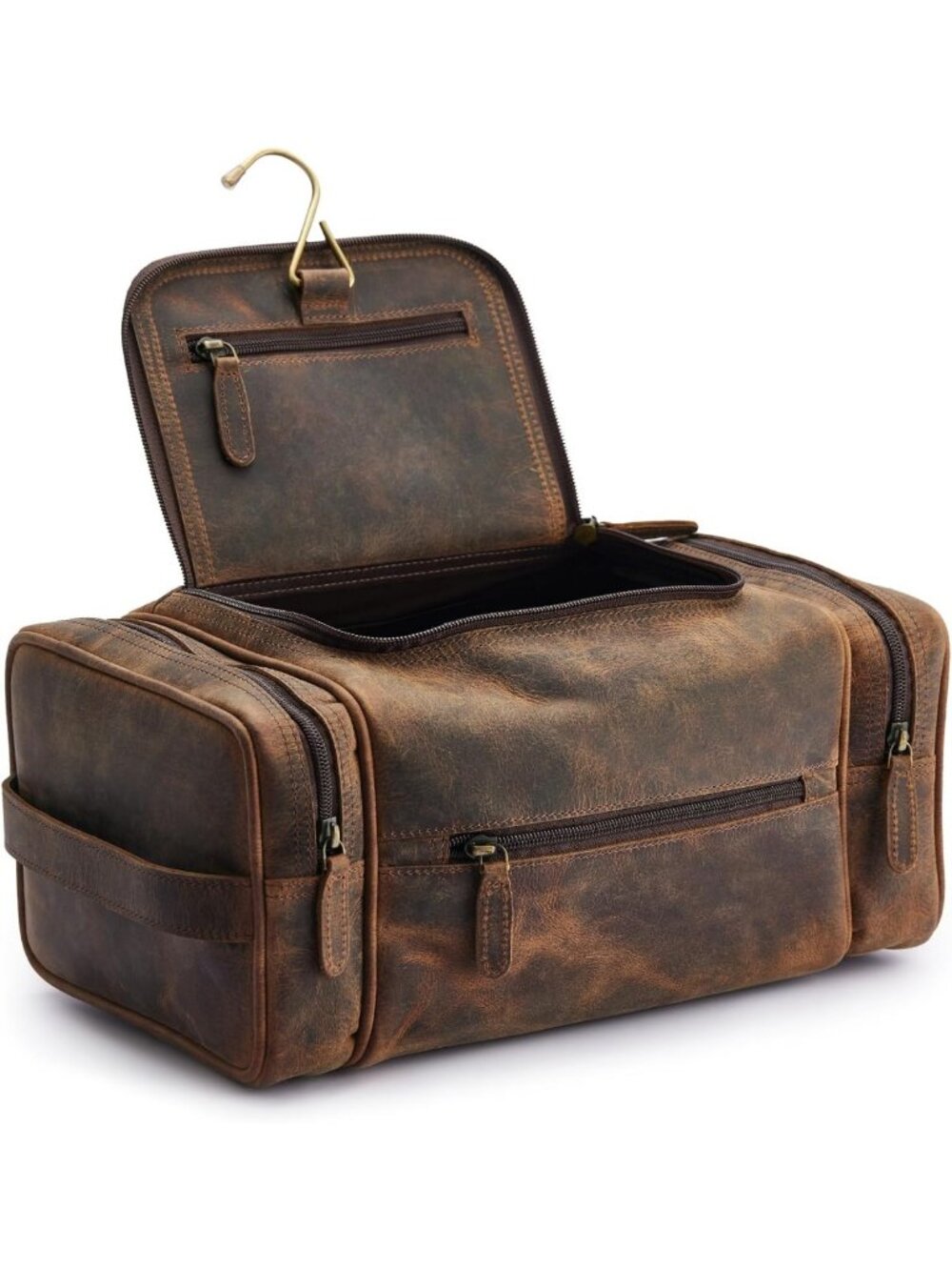 Extra Large Leather Toiletry Bag for Men - Premium Leather Men's Toiletry Bag